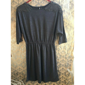 Urban Outfitters Sparkle Fade Gray Dolman Sleeve Beaded Shoulder Dress Medium